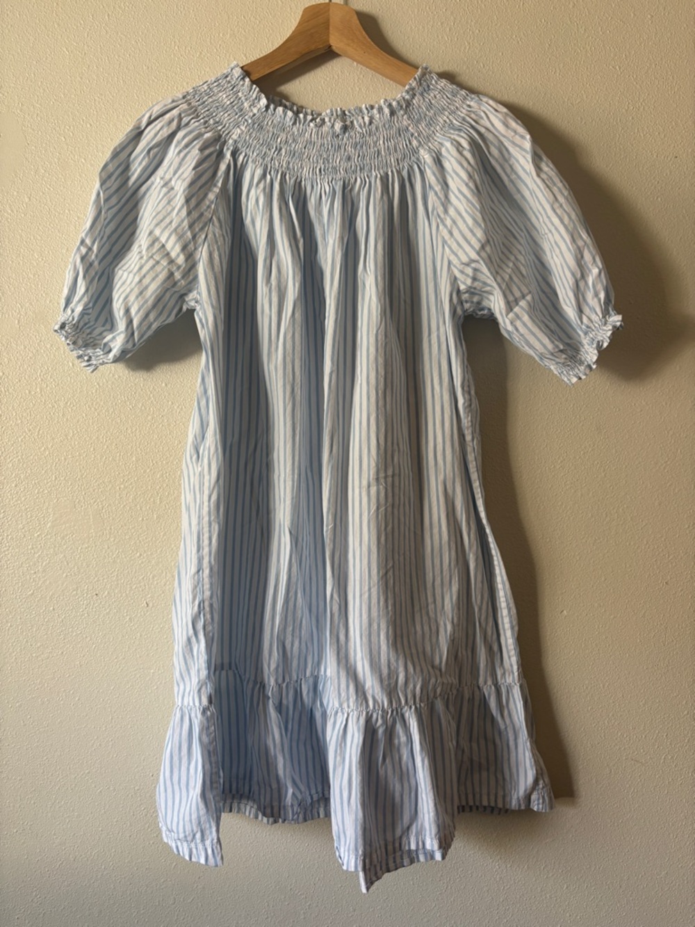 LAKE Veranda Dress Powder Blue Stripe Size Small